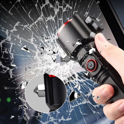 Multifunctional 1KM Range Flashlight with Hammer & Power Bank