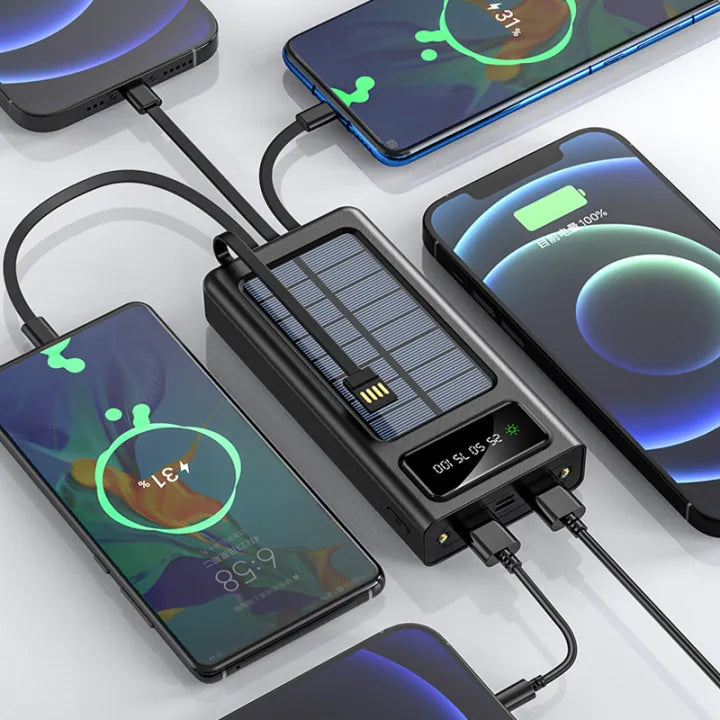 SOLAR POWER BANK Built-in 3 Cables 10000 mAH